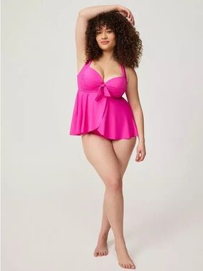 Torrid Wireless Babydoll Tie-Front Tankini Top and Bottom
